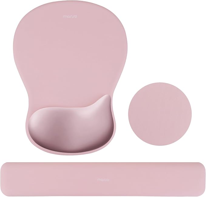 MOSISO Wrist Rest Support for Mouse Pad & Keyboard Set, Pink by MOSISO