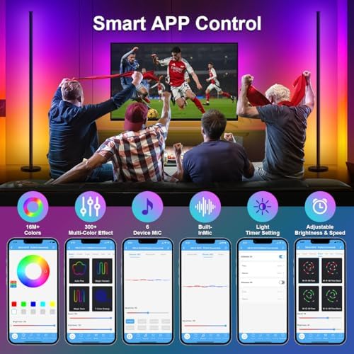 LED Floor Lamp, 63-Inch RGB Corner Light with Music Sync, Smart App Control, 16 Million Colors, Remote Control for Living Room, Bedroom, Gaming Room - Image 3