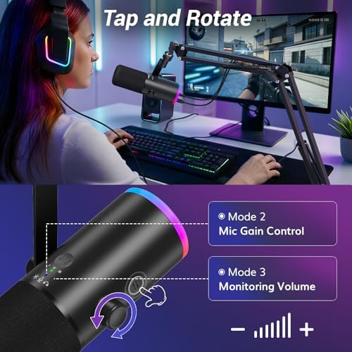 TONOR Dynamic Gaming Microphone XLR/USB Mic with AI Noise Cancellation - Image 5