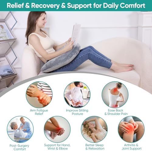 Reading Pillow for Gaming, Lap Desk Pillow Crochet Pillow Ergonomic Arm Support for Sitting in Bed or Couch, Pain Relief and Fatigue for Gaming, Reading, Crocheting, Playing & Working - Image 4