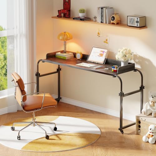 Furist Overbed Table with 360° Wheels, Queen Size Mobile Bed Desk, Recliner Table Over Bed Table Adjustable Height and Length Overbed Table with Heavy Duty Metal Leg for Hospital and Home use - Image 4