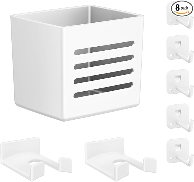 8 PCS Pegboard Accessories Organizer Kit, White | Including 2 Headphone Holder, 1 Pen Cup & 5 Hooks, for Pegzone Metal Pegboard only by Pegzone