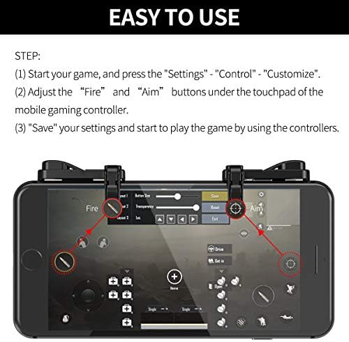 【2 Pair】 Z108 Mobile Gaming Controller Compatible with PUBG Mobile/Fortnitee Mobile/Call of Duty Mobile, Sensitive Shoot and Aim Trigger L1R1 Compatible with Android & iPhone - Image 6