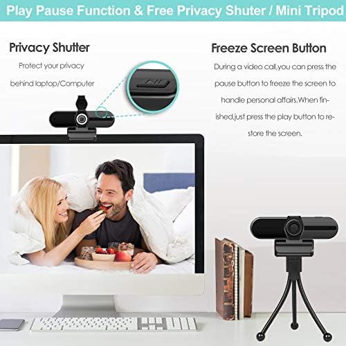 ToLuLu UHD 4K Webcam with Microphone, 8MP USB Computer Web Camera w/Tripod - Image 5