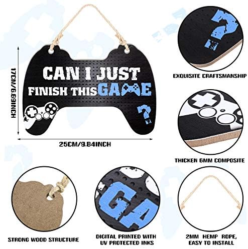 Jetec Gaming Sign Bedroom Game Controller Wood Hanging Gamer Plaque Gaming Quote Hanging Door Sign for Kids Boys Bedroom Door Wall Decoration - Image 3