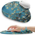 Palm-Rest and Wrist-Hugging Mouse Pad Wrist Rest, Ergonomic Wrist Support with Curve Fitting Cushioned Memory Foam for Carpal Tunnel Pain Relief, 9.9 x 8.3 Inch, Van Gogh Apricot Blossom by Unknown