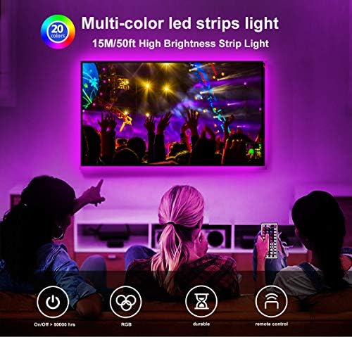 DAYBETTER Led Strip Lights 50ft, Color Changing Led Light Strip with Remote Control, 5050 RGB Strip Lighting Suitable for Home Decor, Living Room, Kitchen, Home Party Decoration - Image 2