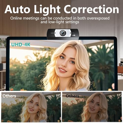 4K Webcam for PC - 4K Ultra HD Computer Camera with PDAF Autofocus, AI Noise-Canceling Mic, USB Plug & Play, 80° FOV & Auto Lighting Correction for Laptop & Desktop (Social Streaming Video Call​)​ - Image 4