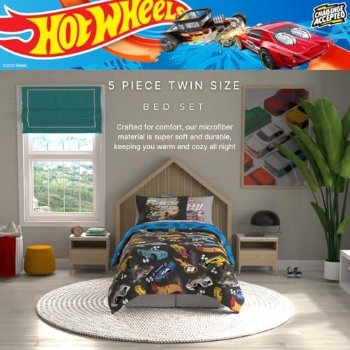 Hot Wheels Kids Bedding Super Soft Comforter and Sheet Set with Sham, 5 Piece Twin Size, (Officially Licensed Product) By Franco - Image 4