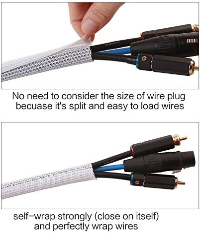 Alex Tech 25ft - 3/8 inch Cord Protector Wire Loom Tubing Cable Sleeve Split Sleeving for USB Cable Power Cord Audio Video Cable - Protect Cat from Chewing Cords - White - Image 2