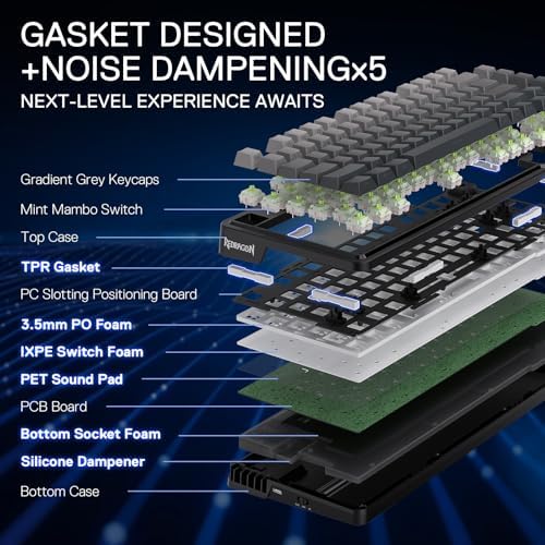 Redragon K673 PRO Wireless 81-Key RGB Gasket Gaming Keyboard, Scroll Knob - Image 4