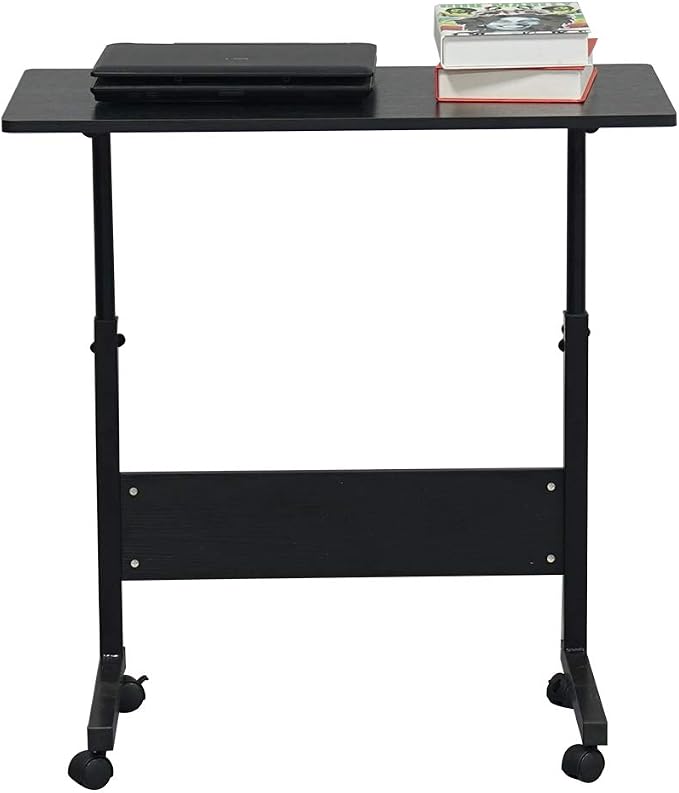 Karl home Mobile Side Table 31.5 inch Computer Desk with Wheels, Black - Image 5
