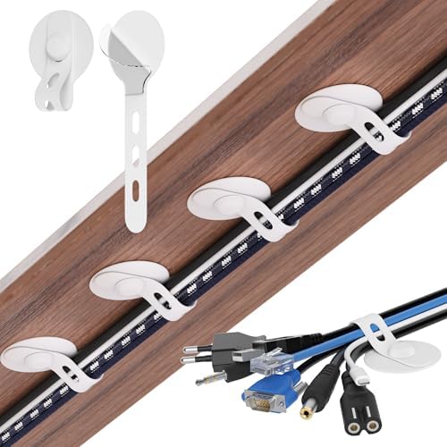 Cable Management Under Desk, Adhesive Cable Ties, 20Pack-White by ELECTRONICSORGANIZATION