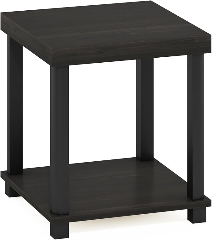 Furinno Turn-N-Tube Toolless 2-Tier Side Table, Thick Tabletop, Espresso - Image 6