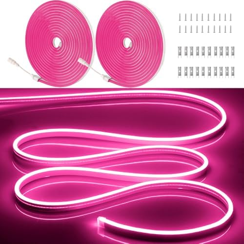 10M/32.8FT/2PC/ Pink LED Strip Lights with Installation Accessories - Waterproof Flexible Neon Rope Light for Indoor & Outdoor Use, [Adapter Not Included] by OWOFYDRForprofessional