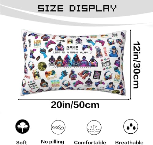 Gamer Gifts for Teen Boys, Gaming Boy Room Decor, Gaming Accessories for Teen Boy, Gamer Pillow Case Flannel Material，12 x 20 inches 2-Pack (No Inserts) - Image 5
