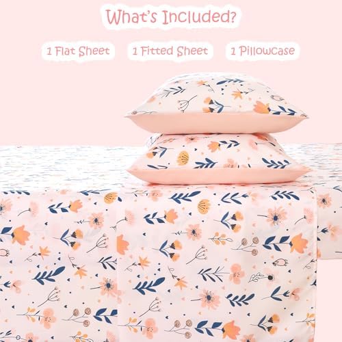 WINLIFE Kids Twin Sheet Set 3-Pieces Botanical Leaves Floral Printed - Image 4