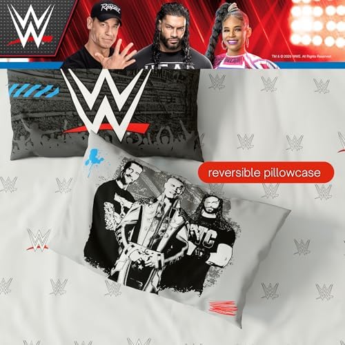 WWE Wrestling Bedding Set, Twin Size 5 Piece Set Super Soft Cozy Reversible Comforter and Sheet Set with Sham, (100% Officially Licensed Product) by Franco - Image 5