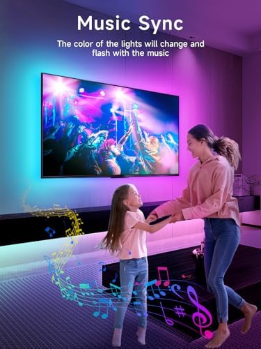KANTUTOE TV LED Lights, 13.1ft LED Lights for 43-65in TVs, RGB TV Backlight Behind with Music Sync Bluetooth APP and Remote Control Strip Light USB Powered for Bedroom Gaming Room Decor - Image 5