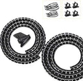 Black Computer Cable Management Sleeves Value Pack, Large 1.1" Pet Proof Cable Cover for Wires and 0.87" Cord Organizer Tube for Home TV Office Organization by VIWIEU