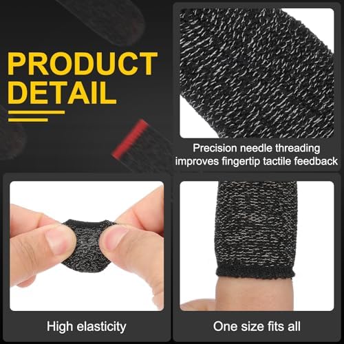 PATIKIL Controller Finger Thumb Sleeve, 12 Pack Mobile Gaming Finger Sleeve Fiber Tip Gloves Anti-Sweat Breathable for Phone Gaming Touchscreen Devices, Black - Image 4