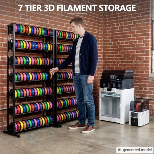 Piskyet 7-Tier Heavy Duty 3D Printer Filament Storage Rack, Large Capacity Spool Holder Shelves for 3D Printing Filaments, Perfect for Home Studio, Office, Workshop & 3D Printing Business (Shelf Only) - Image 5