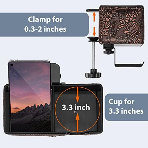 Under Desk Cup Holder Clamp on Cup Holder PU Leather Clip on Desk Organizer - Image 6