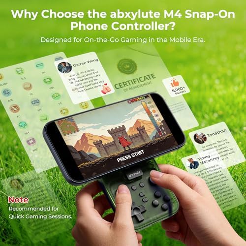 abxylute M4 Snap-On Mobile Gaming Controller for Android & iPhone, Switch 1&2, Portable Bluetooth Controller, Pocket-Sized Retro Arcade Phone Gamepad Kickstand, Dual Joystick Turbo Pro Gaming Magnetic (Green) - Image 2