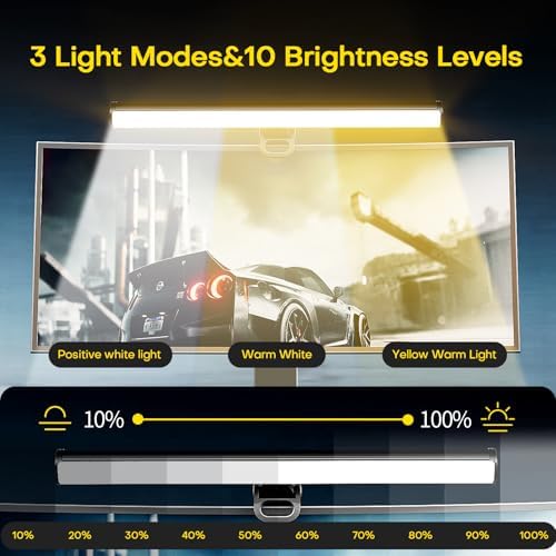 XINBAOHONG Mini Laptop Monitor Light, Computer Monitor Screen Light Care-Reading LED Task Lamp Adjustable Brightness Color Temperature Reading Laptops - Image 4