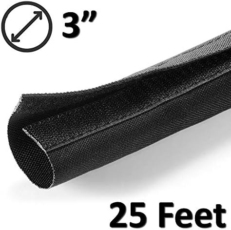 Electriduct 3" Hook and Loop Nylon Fast Wrap Sleeve Cable Management - 25 Feet - Black - Image 2
