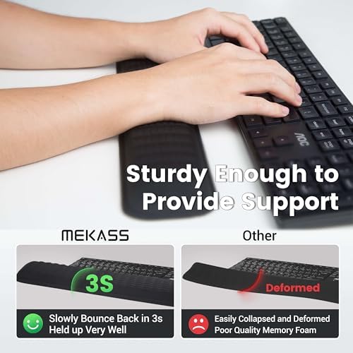 MEKASS Keyboard Wrist Rest - Soft Memory Foam Wrist Support for Long Hours of Work, Gaming, Studying (Light Gray) - Image 5