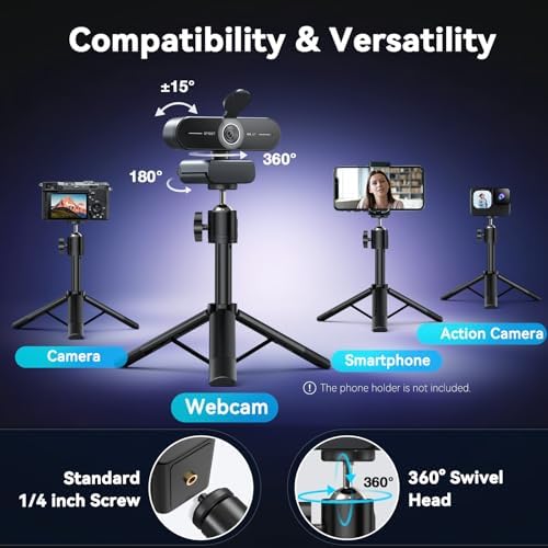 EMEET C60E 4K Webcam with Tripod, Streaming Camera with PDAF Autofocus - Image 2