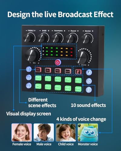 Podcast Equipment Bundle for 1, Studio Recording Kit with Condenser Mics, Bluetooth Sound Card, DSP Effects, Real-Time Monitoring, Plug & Play for Streaming, Singing, Gaming, Online Class (1) - Image 5