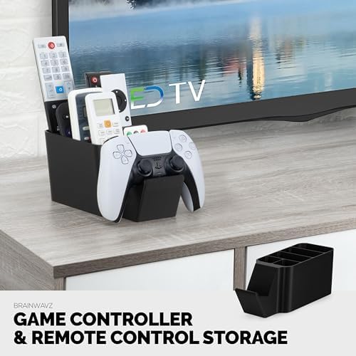 BRAINWAVZ Game Controller, Remote Control Holder & Pen Organizer, Ideal for Side Tables & Desktops (For 3 to 5 Remotes, 1 Game Controller, Pens & Stationery) - Image 3