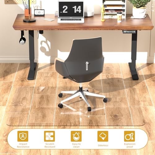 Tempered Glass Chair Mat 48" x 32",1/5" Thick for Office Desk,Rolling Chair Mat for Carpet, Odorless, Easy to Clean with 4 Non-Slip Pads for Carpet & Hardwood Floors - Image 4