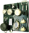 Wall Control Kitchen Pegboard Organizer Pots and Pans Storage Rack Organization Kit with Green Pegboard and Black Accessories by Wall+Control
