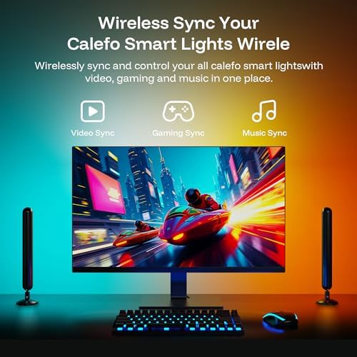 Calefo RGBCW PC Gaming Ambient Lighting Kit for 24-27 Inch, USB Sync Dongle, Bar Light & Monitor Backlight, Color Sync for Games, Movies, Music,Plug and Play,Windows 10/11 & Mac Compatible. - Image 4