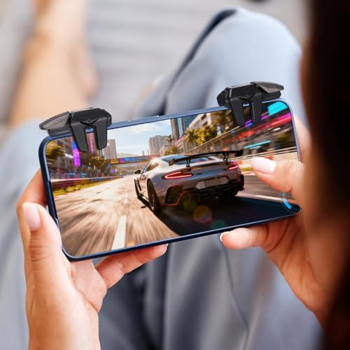 Gadpiparty Mobile Gaming Triggers 1 Pair Mobile Phone Game Controllers with 3 Pairs Finger Sleeves High-Sensitivity Clip-on Buttons for Most Smartphones Stable Anti-Slip Grip - Image 2