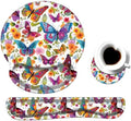 Keyboard Wrist Rest and Mouse Pad Wrist Support Set with Coaster,Ergonomic Mouse Pad,Comfortable for Easy Typing, Pain Relief,Memory Foam Keyboard Pad Set for Laptop Mac,Colorful Butterfly and Flower by Unknown
