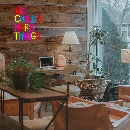 We Can Do Hard Things Neon Sign, Motivational Neon Light LED Classroom Sign USB Dimmable, for Inspirational Classroom Office Library Neon Light Kids Wall Art Bedroom Birthday Party Backdrop(13.3*10.6In) - Image 6
