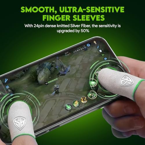 Silver Fiber Thumb & Finger Sleeve for Mobile Game (4 Pieces), Pubg,Cod,Freefire -with Metal Carry Box-Pack of 2 Pair - Image 2