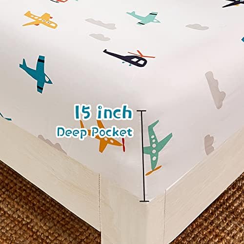 JSD 4 Piece Airplane Kids Sheet Set Full Size - Image 4