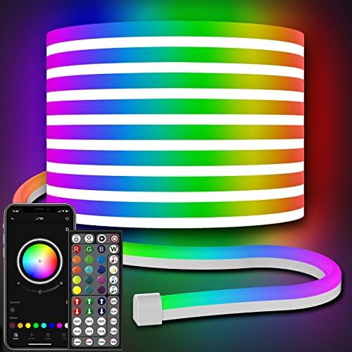 32.8Ft Neon Rope Lights,Flexible Led Rope Lights Control with App/Remote,Multiple Modes RopeLights,IP65 Outdoor RGB Led Neon Lights NonWater Resistant,Music Sync Gaming Led NeonLight Strip by AILBTON