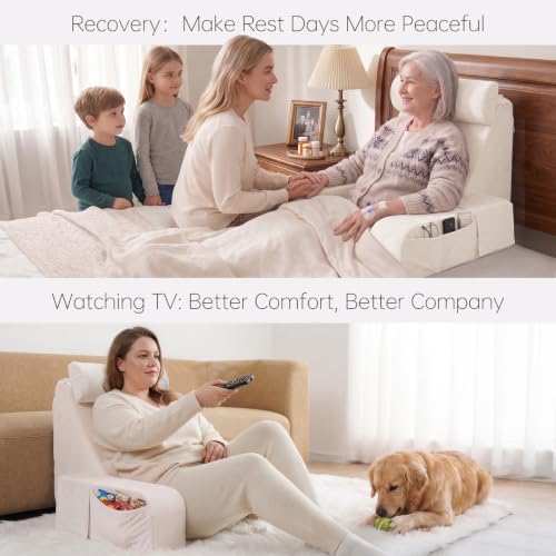ENITYA 19" Reading Pillow for Bed with Firm Back Support & Big Pockets - Image 6