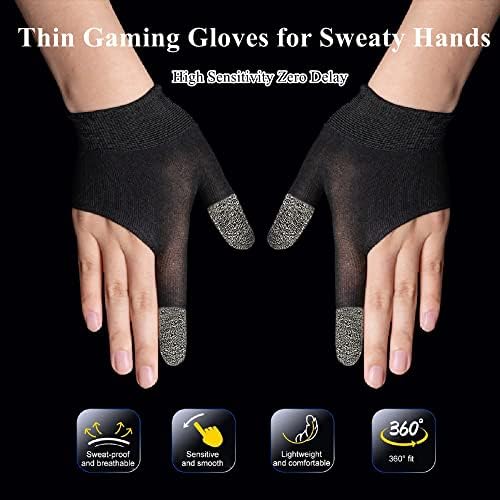 Gaming Gloves for Sweaty Hands, Ultra-Thin Breathable Touchscreen Game Gloves with Thumb Finger Sleeves for iPad Tablet/Mobile Phone - Image 3