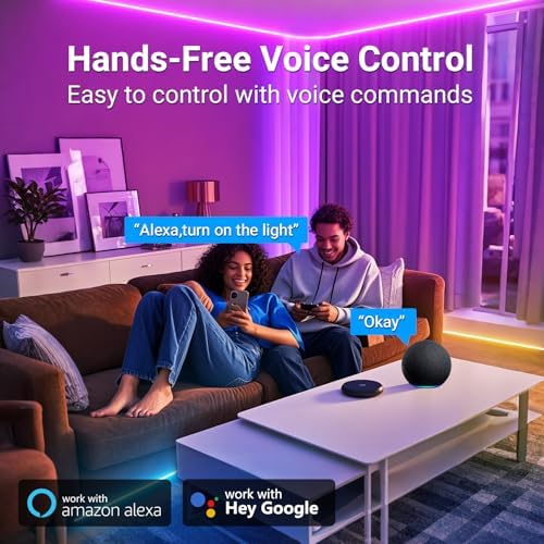 hyrion Alexa LED Strip Lights for Bedroom 50ft, Smart Wireless RGB - Image 2