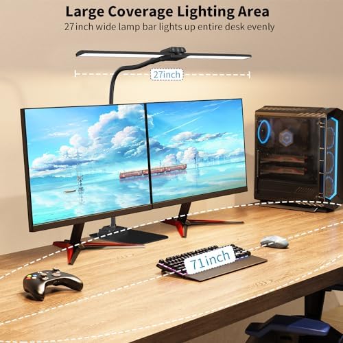 LED Desk Lamp Double Light: 1200LM Desk Light Base for Home Office, Black - Image 4