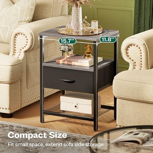 Huuger Night Stand with 2 Drawers, Bed Side Table with Open Shelf - Image 6