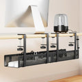 [Upgraded] 2 Pack Cable Management Under Desk Tray, Xpatee 27.6" No Drill Open Slots Cable Management Tray, Cord Wire Organizer Box with Clamp for Table Thickness up to 3" - No Desk Damage(Black) by Xpatee