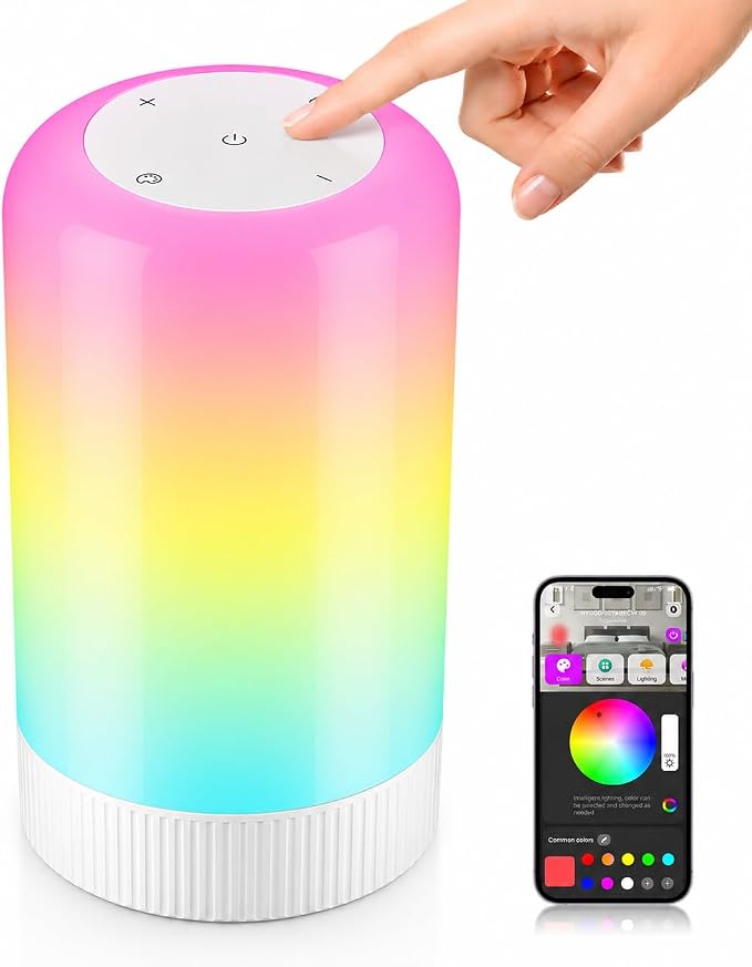 RGBICWW Smart Table Lamp, Touch Bedside Lamp with App Control, LED Desk Lamp with Music Sync, 30+ Scenes & 16M Colors, Color Changing Lamp for Bedroom Living Room Gaming Dimmable Night Light, White by ShineYourWolrd